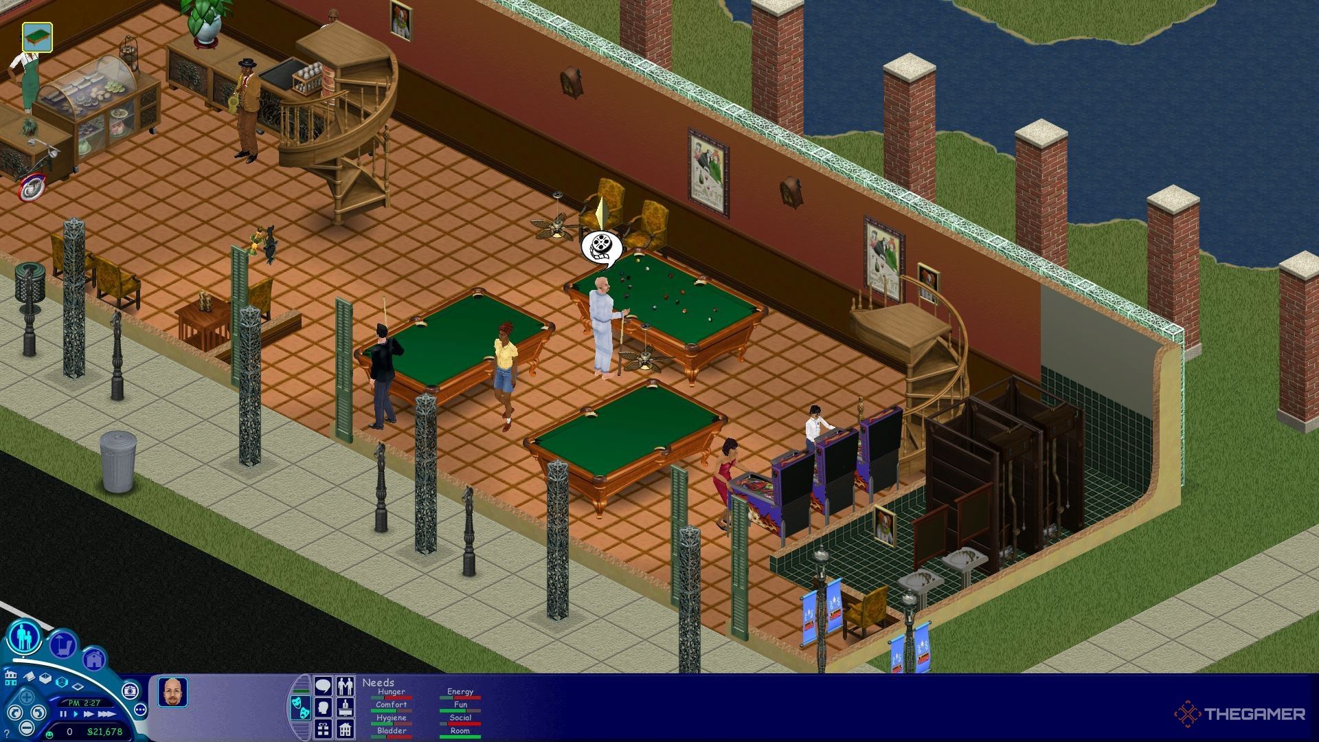 Sims talking at a bar in The Sims.