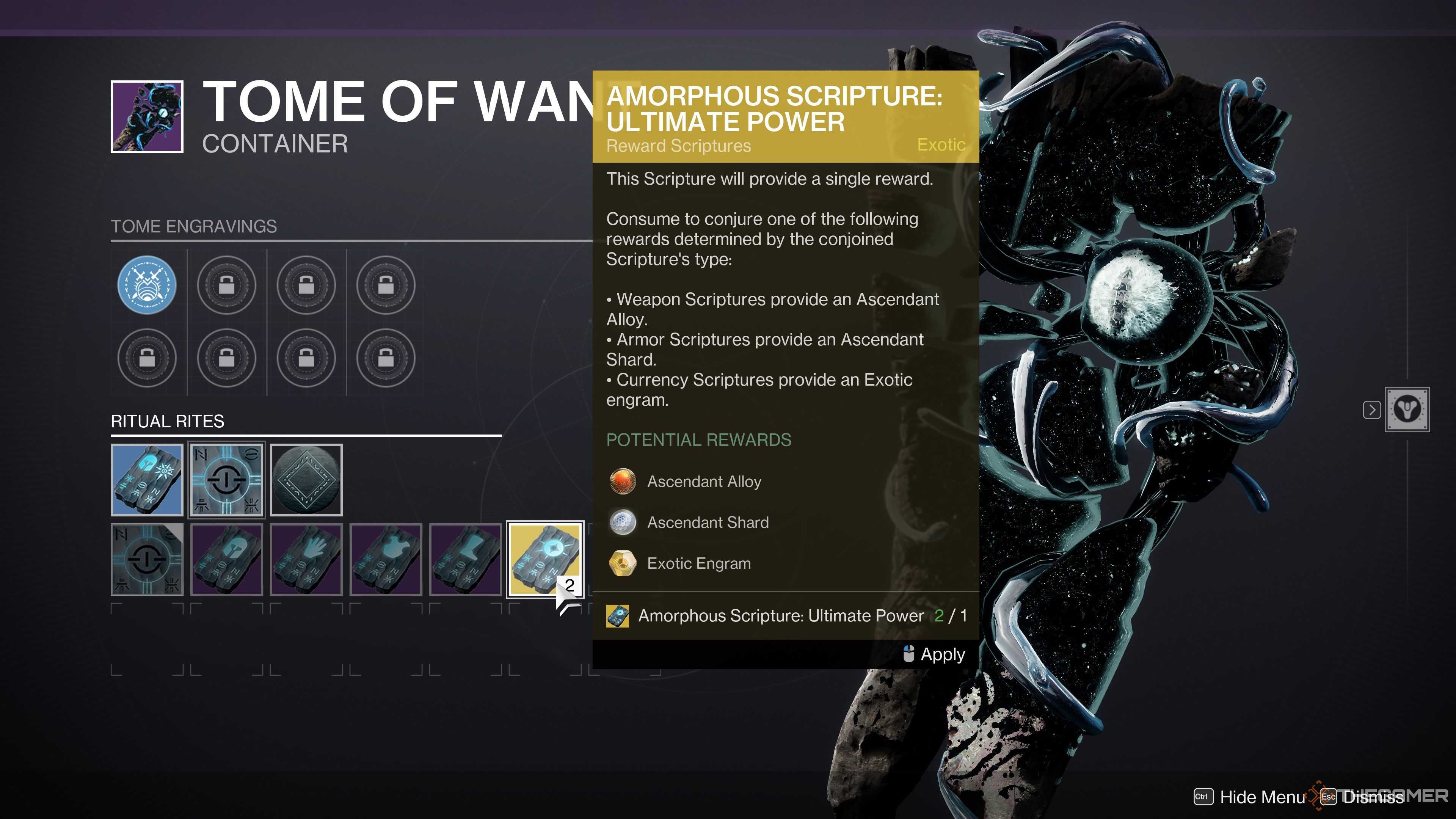 Destiny 2 Tome of Want Exotic Scripture