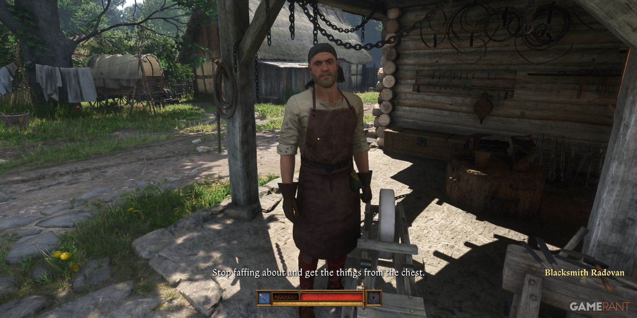 Complete the Blacksmith Radovan quest as one of the first steps in Kingdom Come Deliverance 2