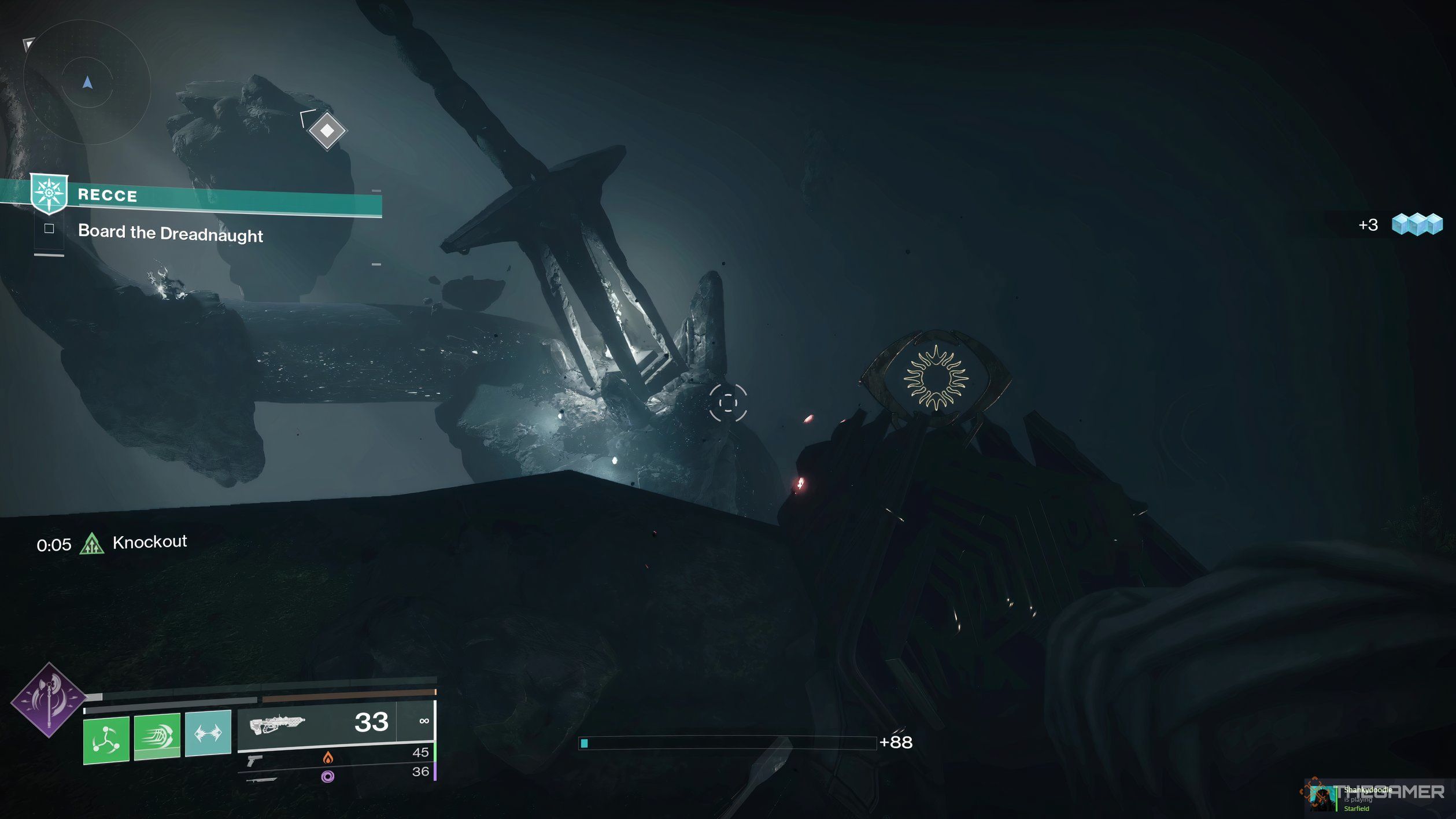 A Dreadnaught anchor in the Ascendant Plane in Destiny 2.