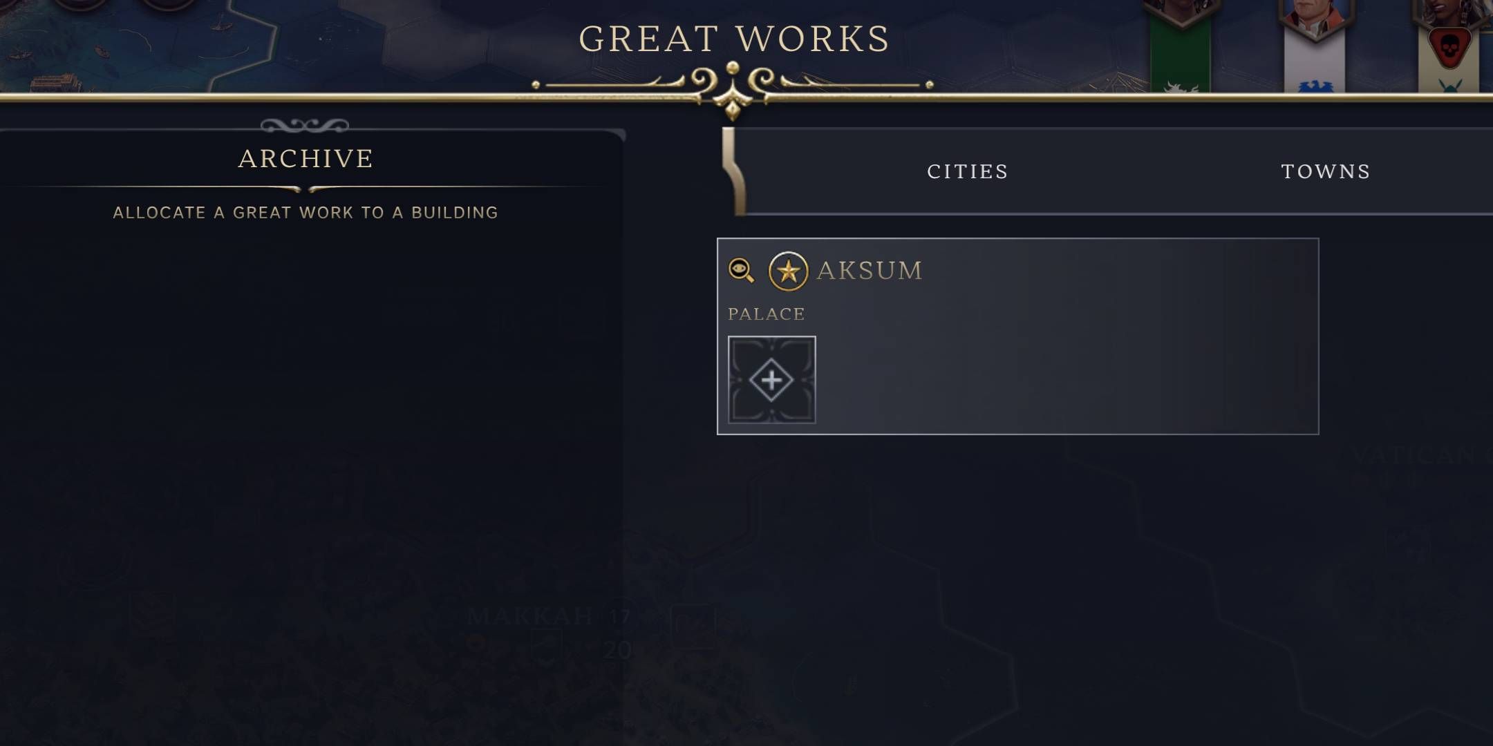 Civilization 7 Great Work Screen