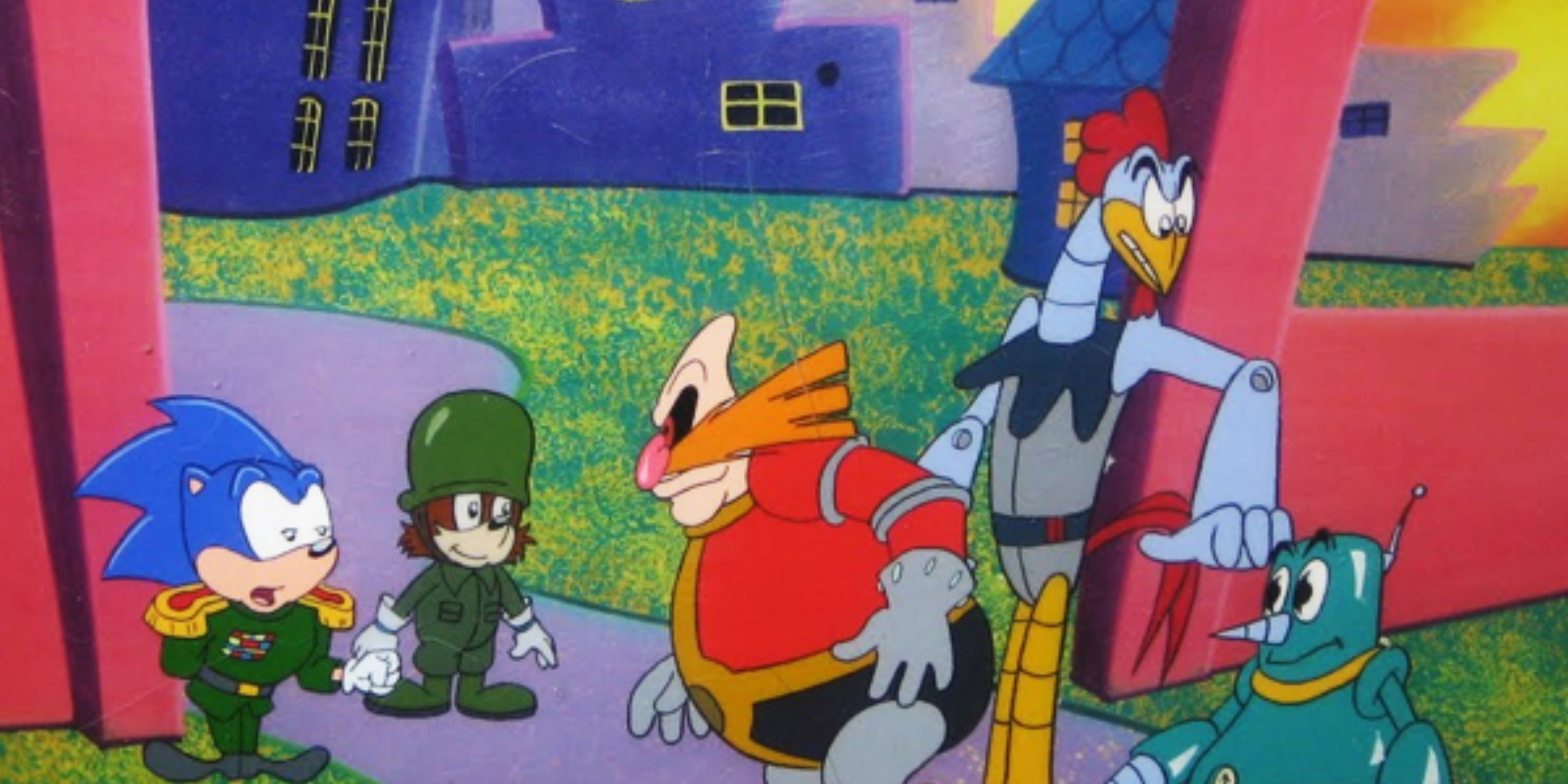 Sonic and Tails dress as soldiers to confuse Robotnik, Scratch and Grounder.