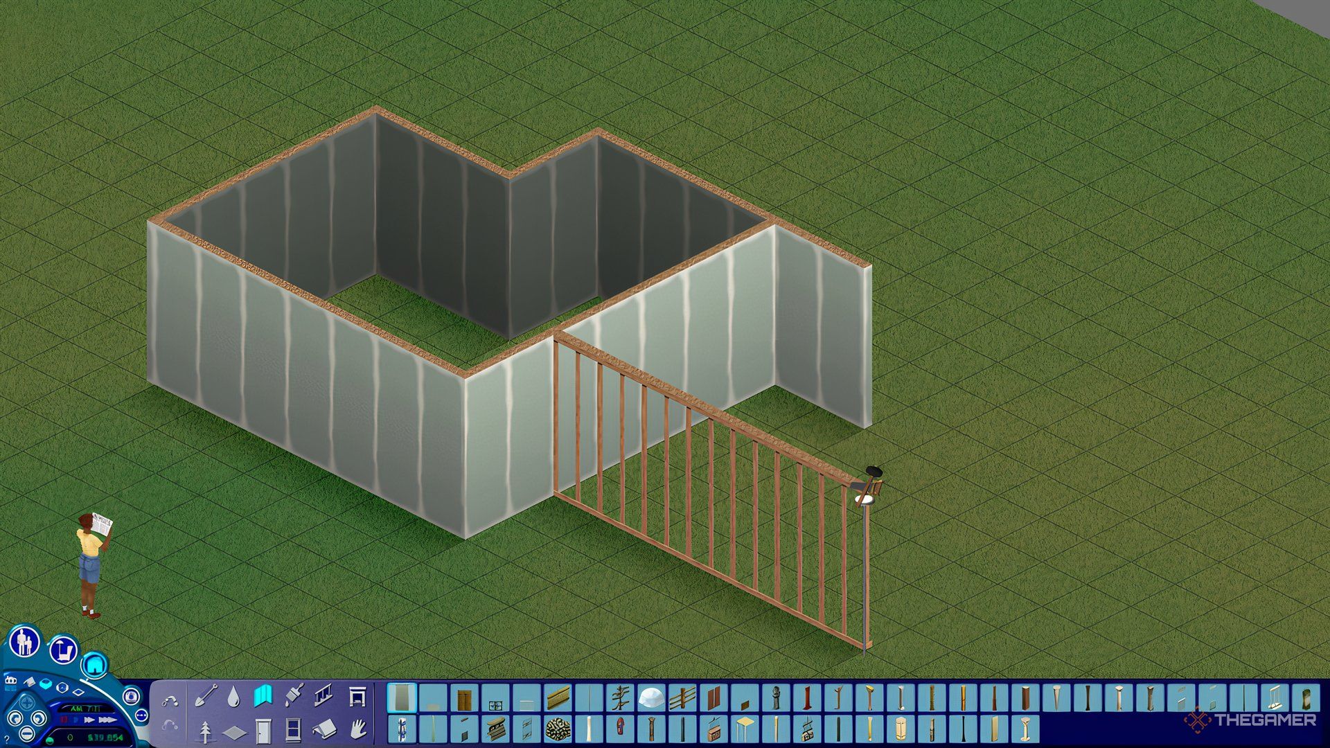 An image showing a wall being built in The Sims.