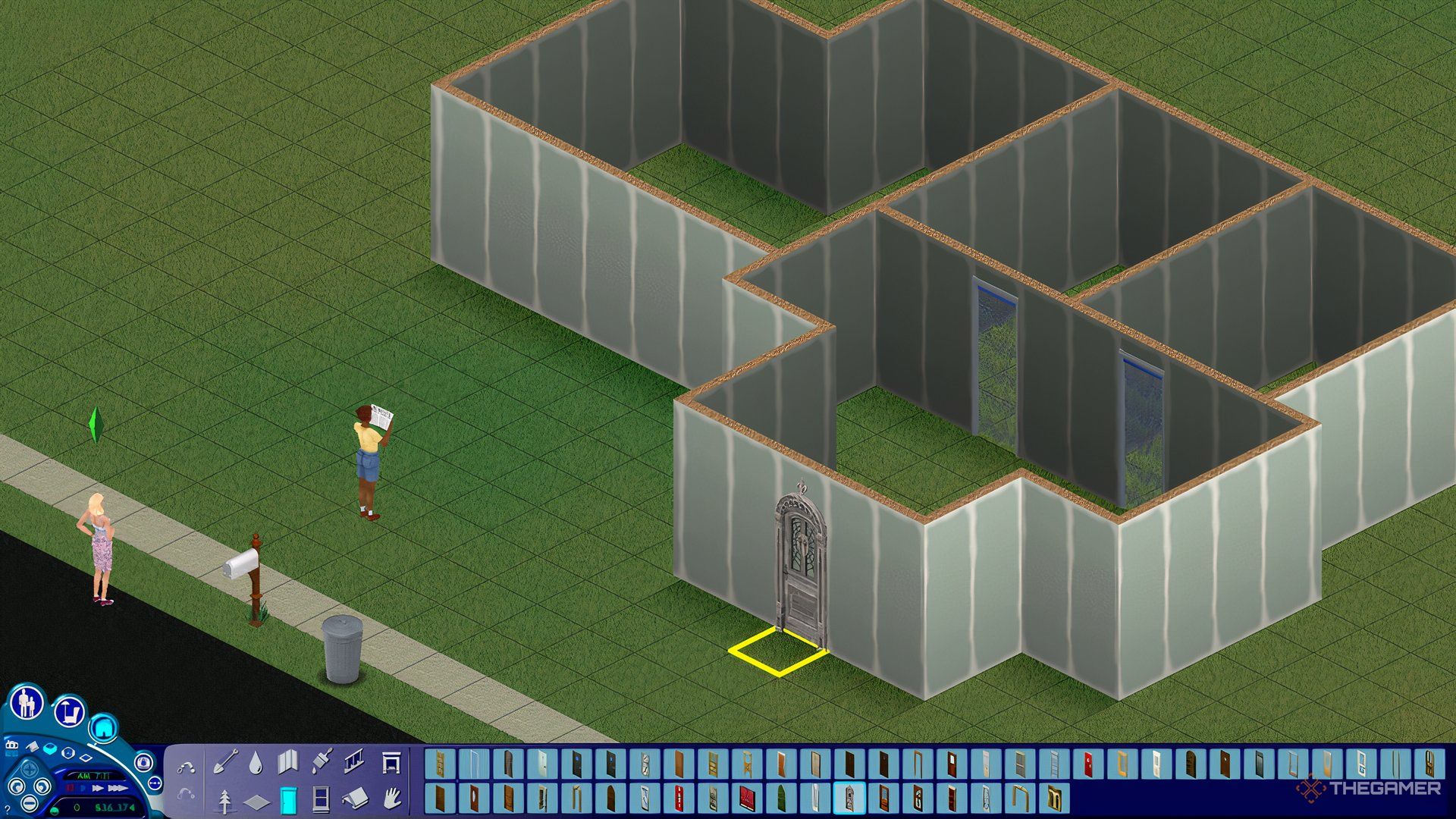 An image showing a door being added in The Sims.