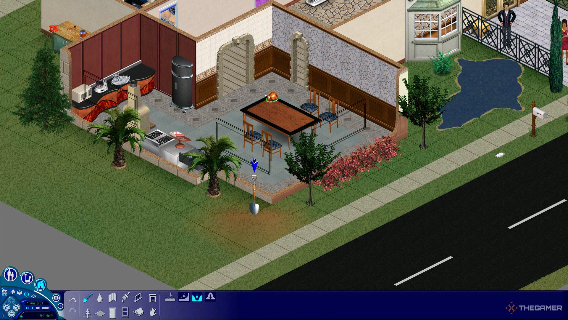 An image showing shovel in Terrain Edit Mode in The Sims.