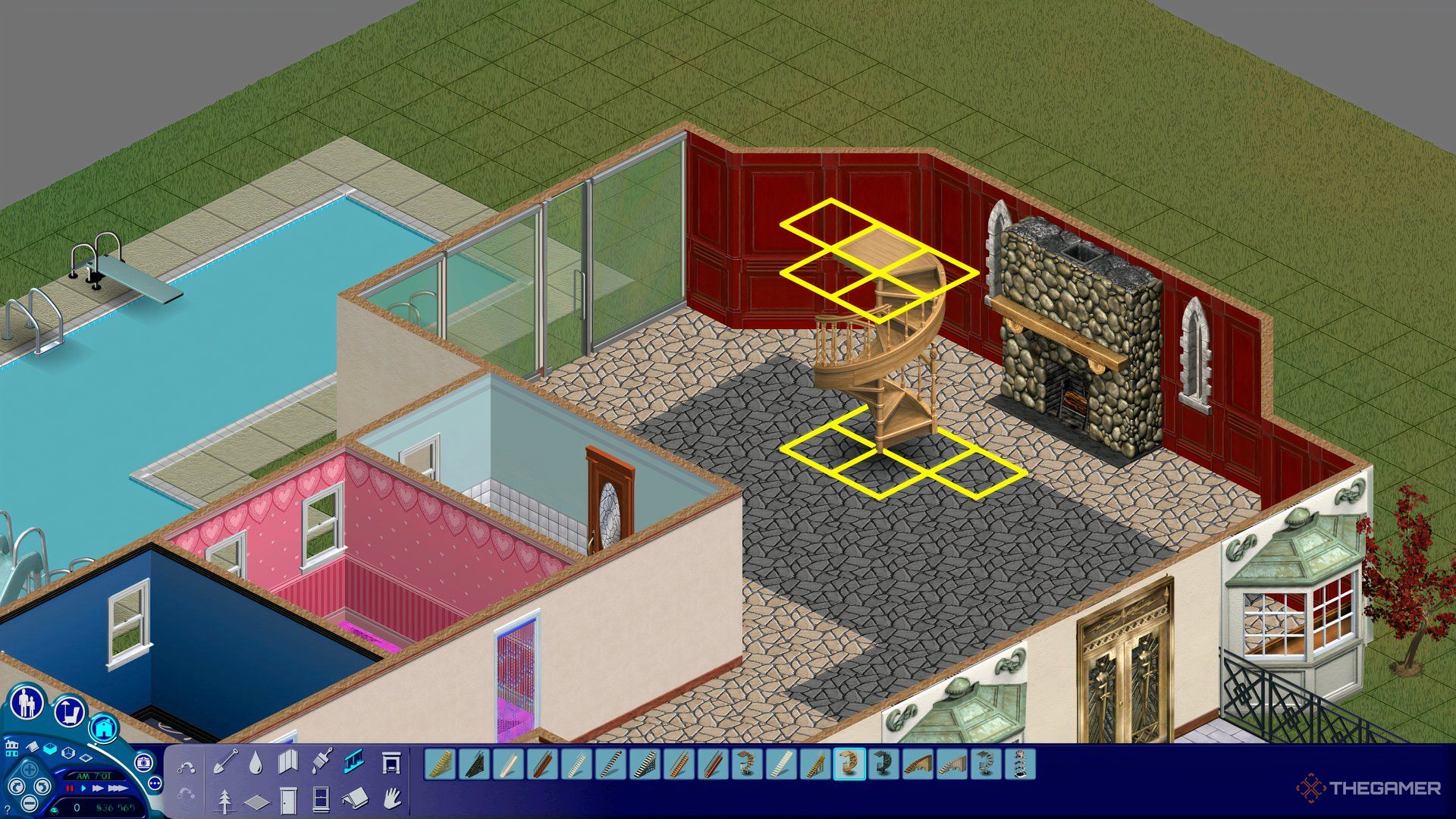 An image showing  stair being built in The Sims.