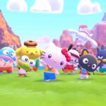 A screenshot of the announcement trailer for Hello Kitty island Adventure, with all the characters waving