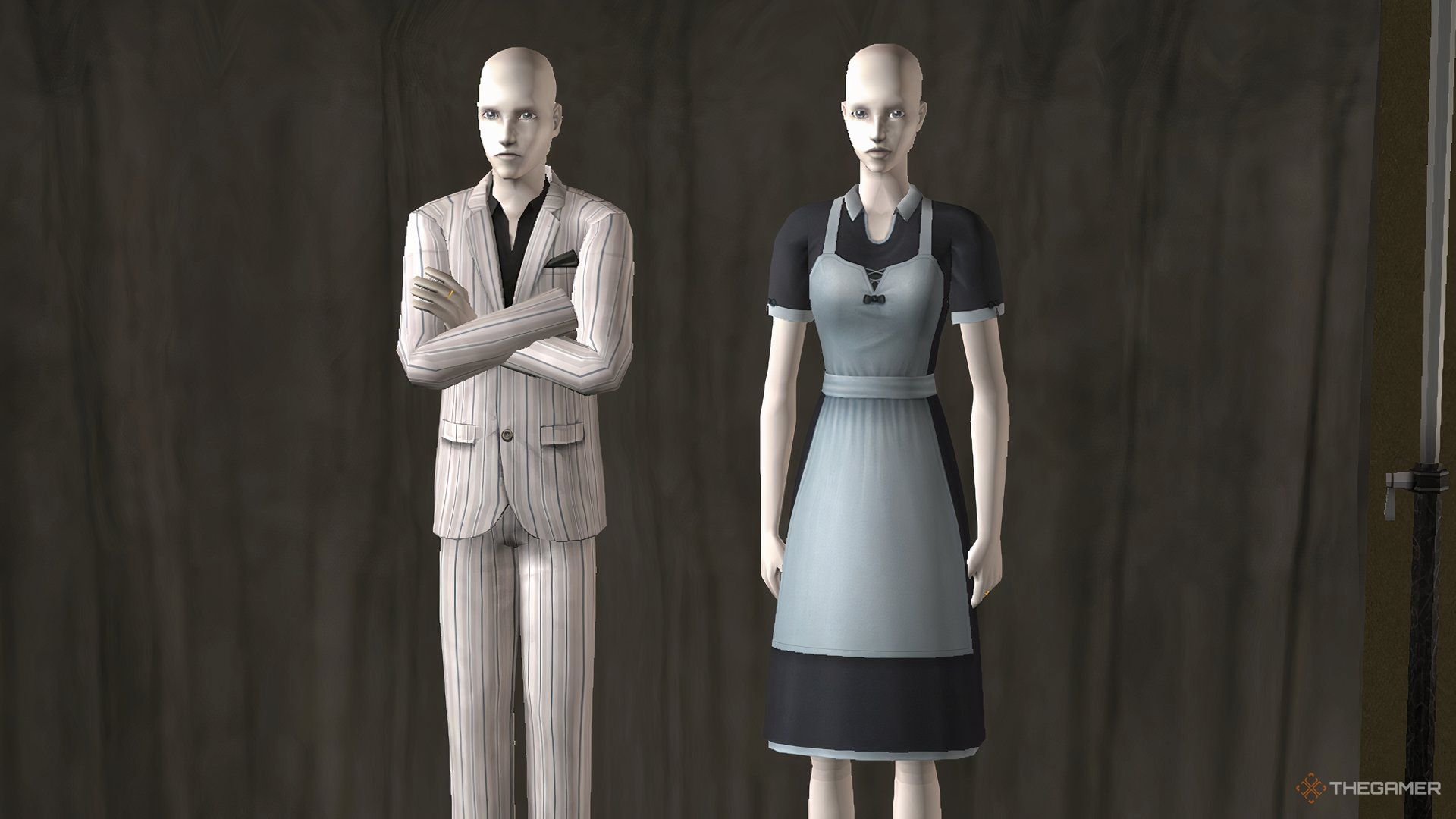 Two mannequin sims in Create A Sim.