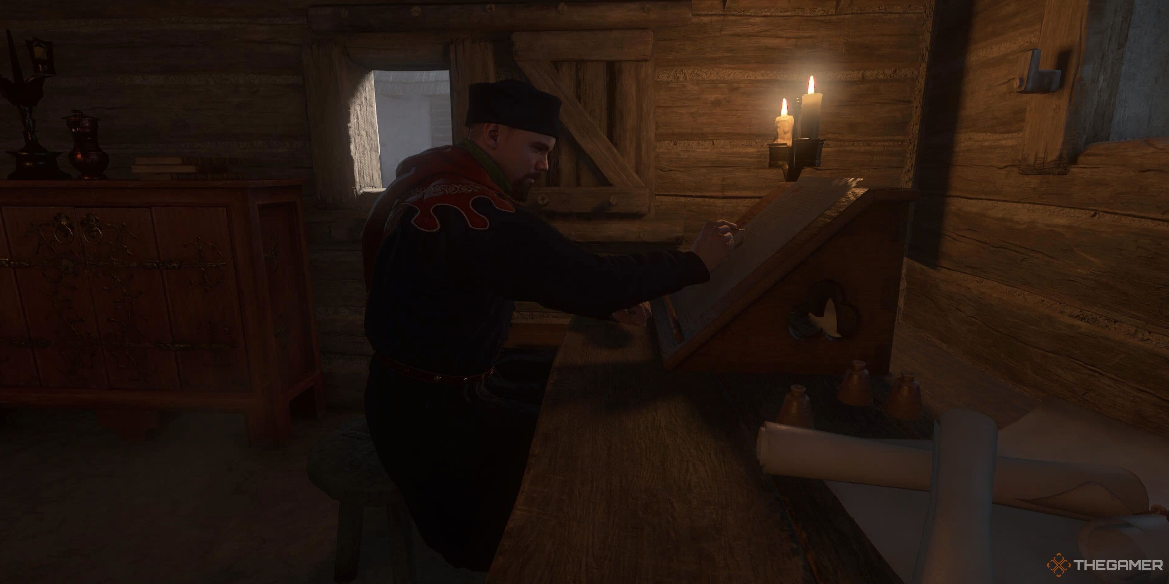 A scribe writing in Kingdom Come: Deliverance 2.