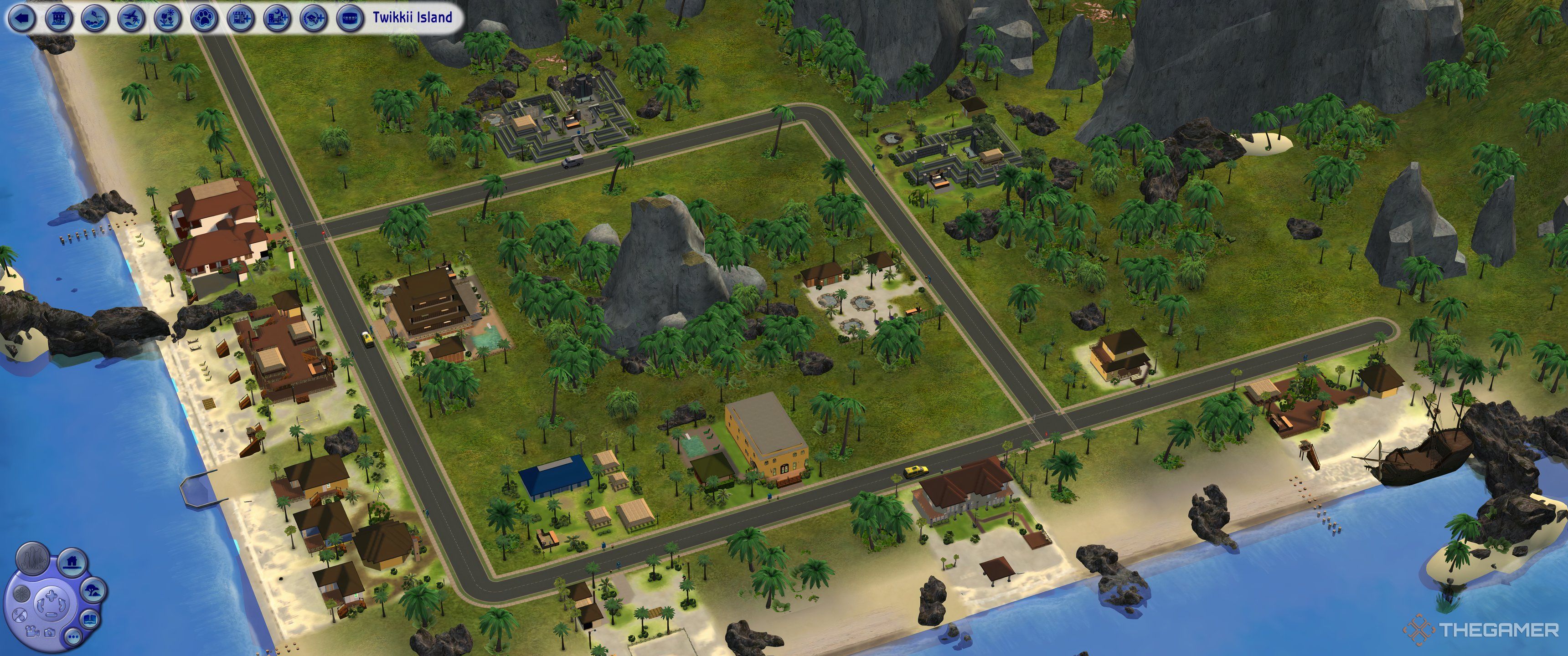 Sims 2 Twikkii island neighbourhood map.