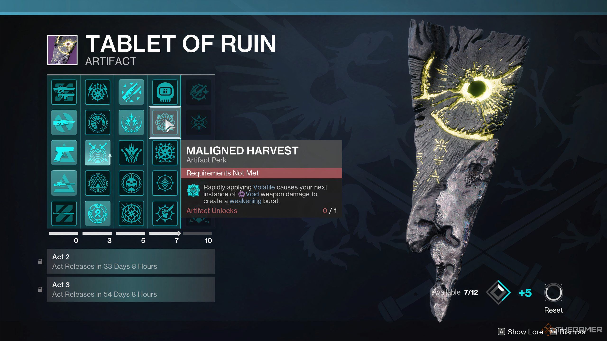 The Maligned Harvest perk in the Tablet of Ruin seasonal artifact in Destiny 2.