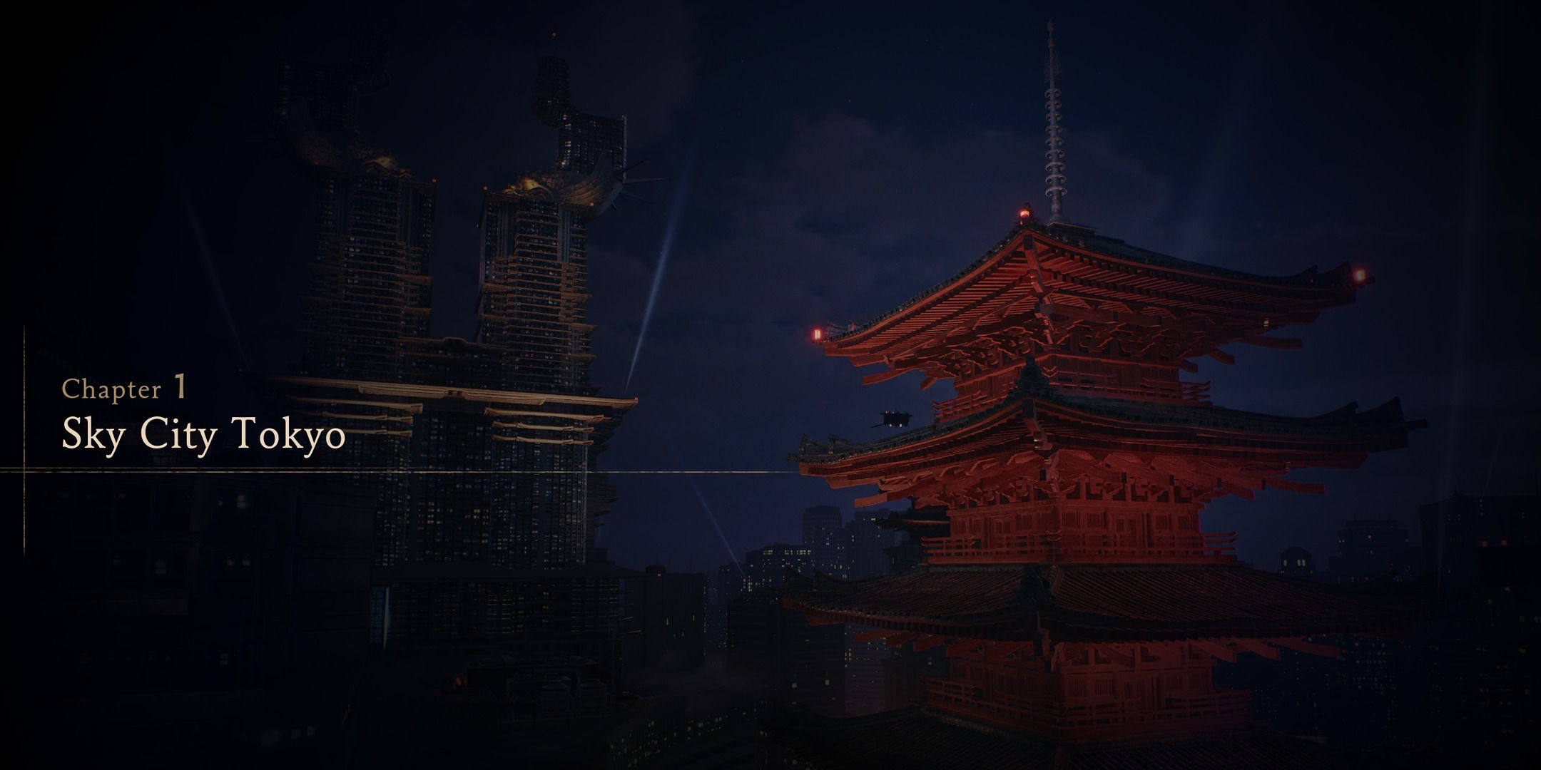 Title Card for Chapter 1, Sky City Tokyo in Ninja Gaiden 2 Black.