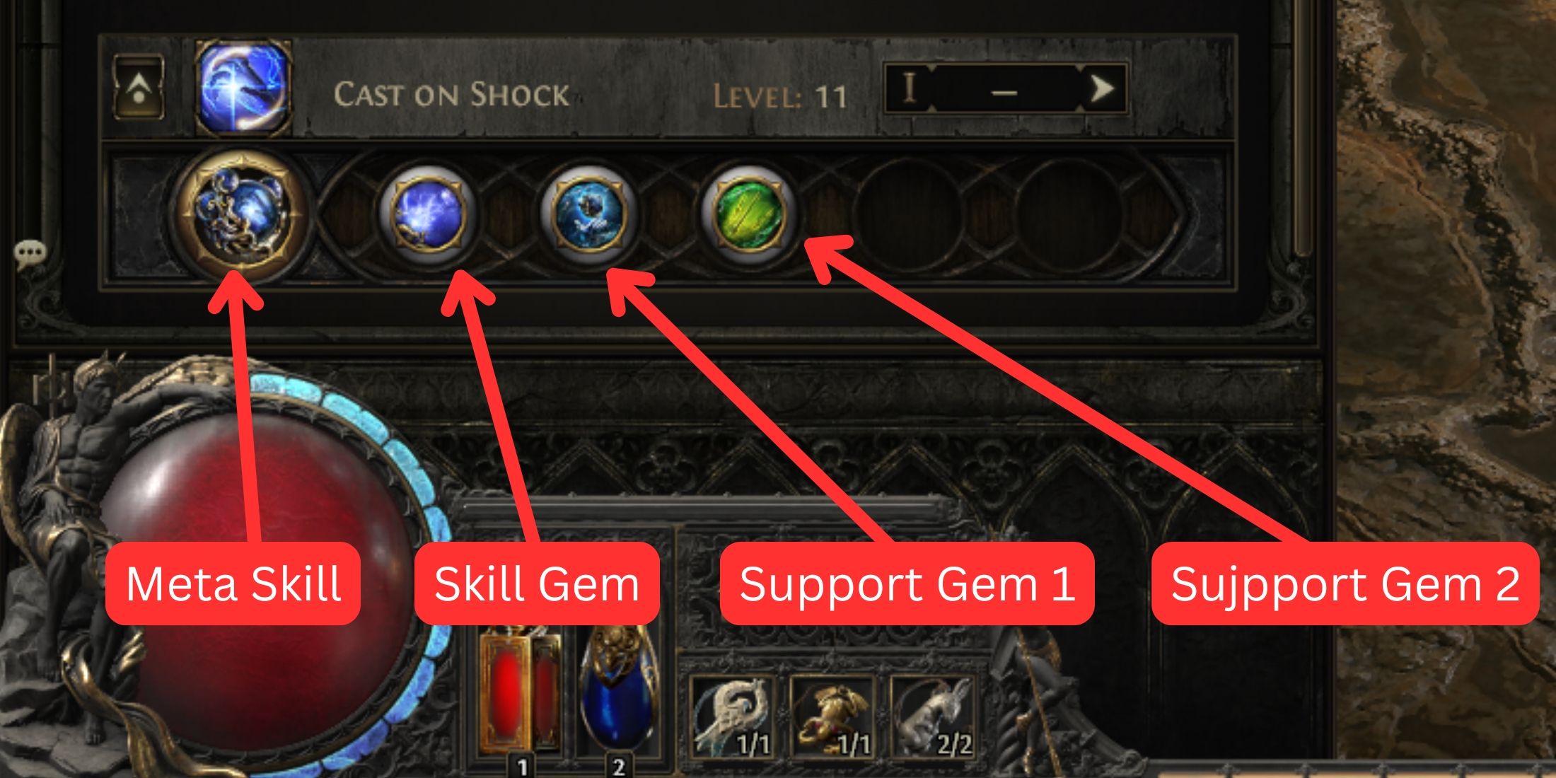 meta skill and skill gem in action in path of exile 2