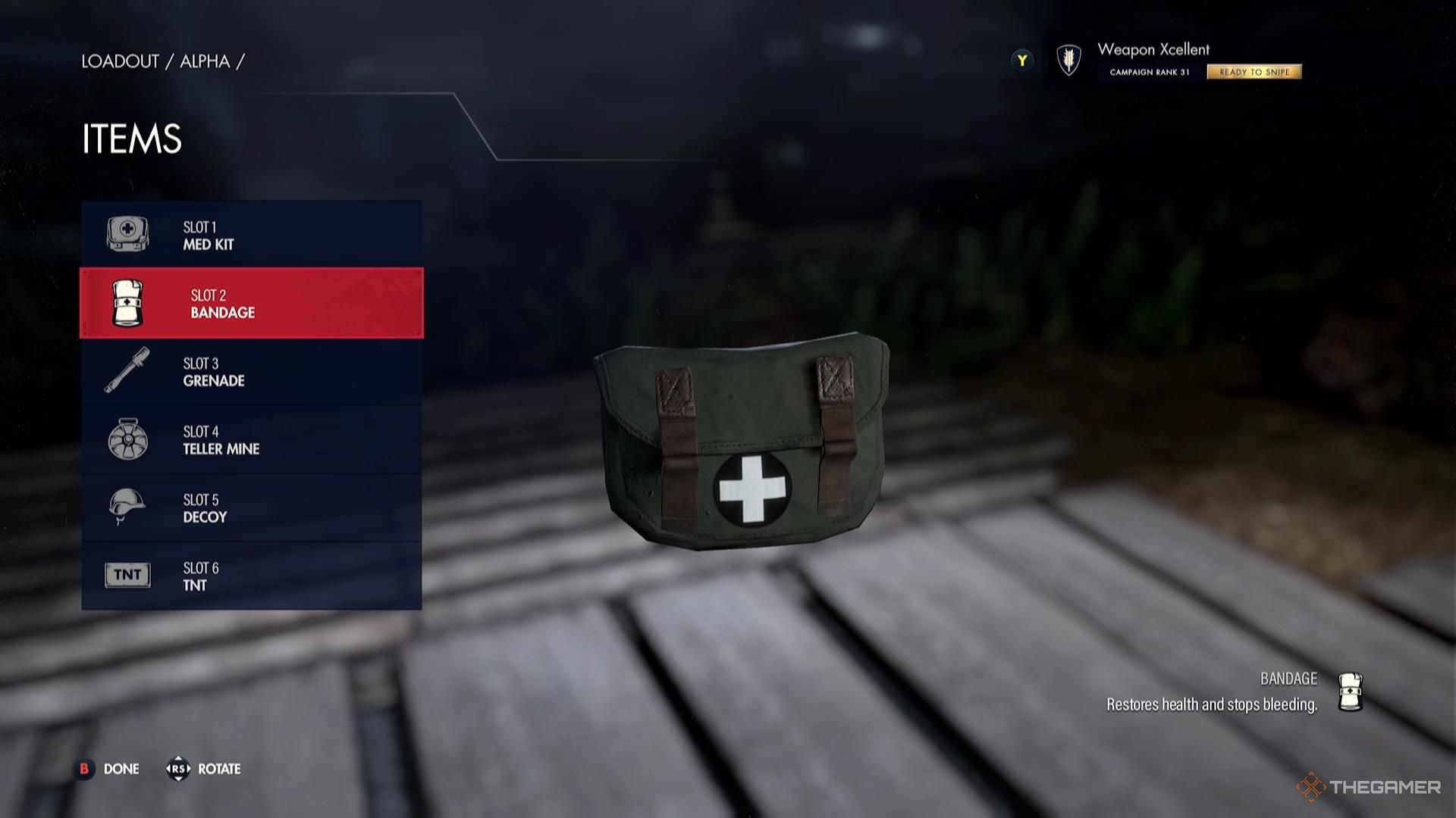 The Bandage in Sniper Elite Resistance.