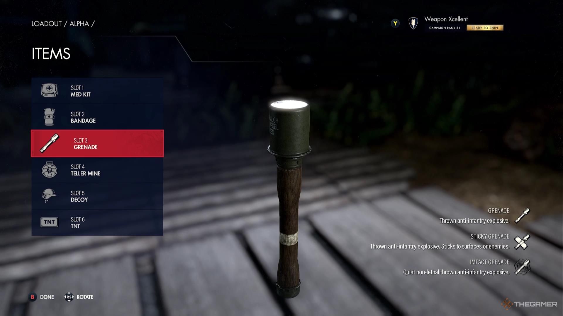 The Grenade in Sniper Elite Resistance.