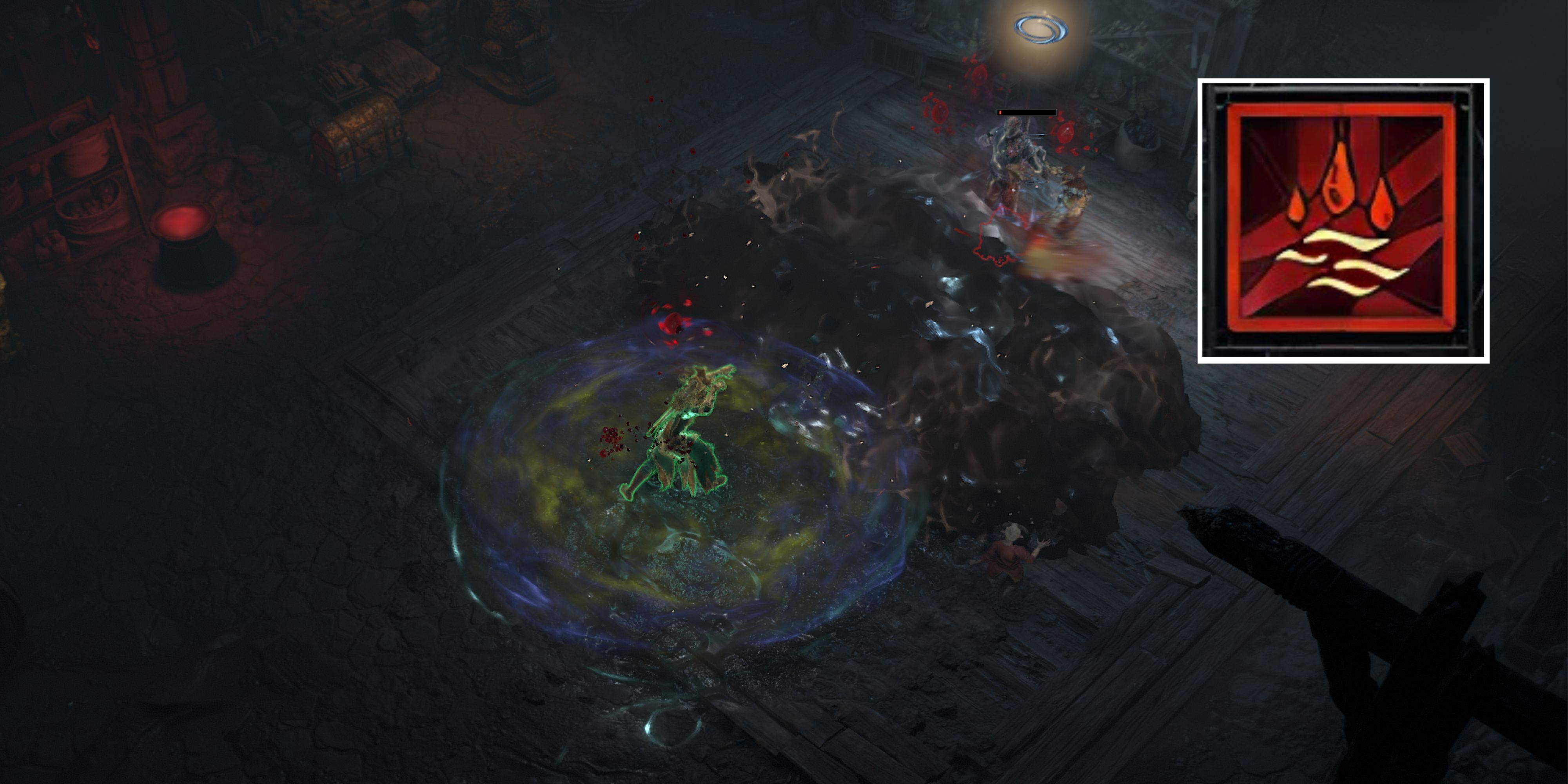 A player casting blood wave in the training grounds