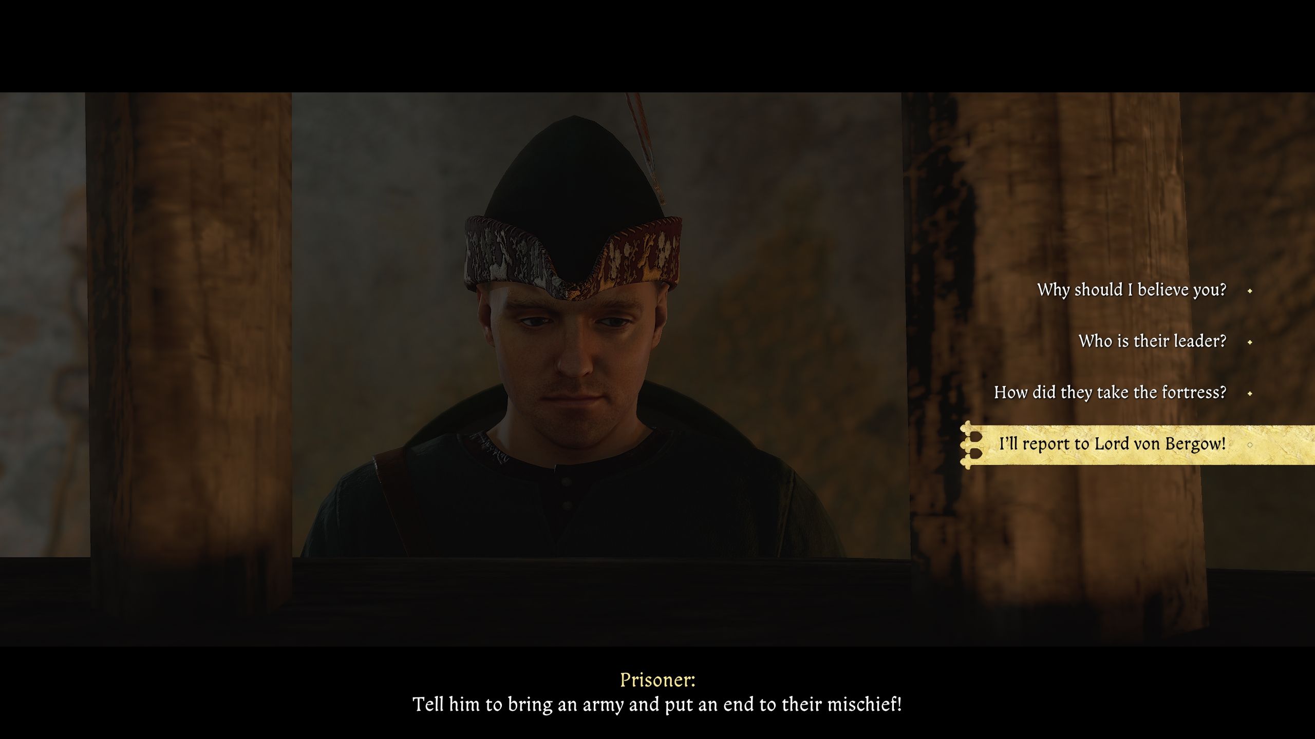 Player will have to decide what to tell the prisoner - Kingdom Come Deliverance 2