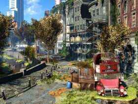 Fallout 4 mod Fallout London screenshot showing a ruinous post-apocalyptic Camden