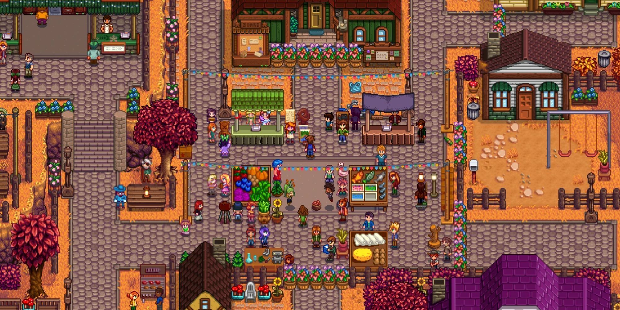 Stardew Valley's Ridgeside Village centre, from the Ridgeside Village mod