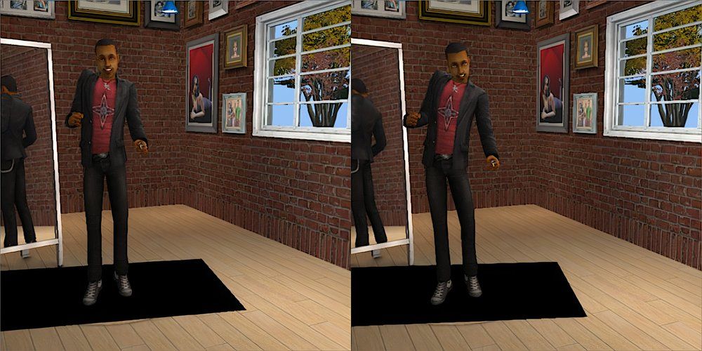 A male Sim wearing a blazer, jeans, and a T-Shirt in The Sims 2