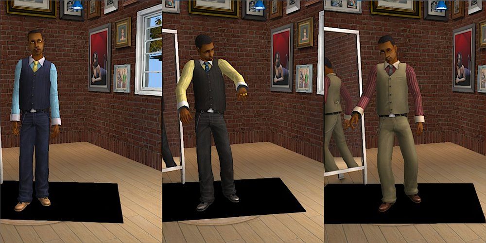 A male Sim wearing a button-up shirt, vest, and pocketwatch in The Sims 2