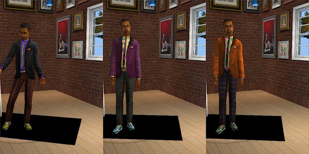 A male Sim wearing a funky blazer and tie in The Sims 2