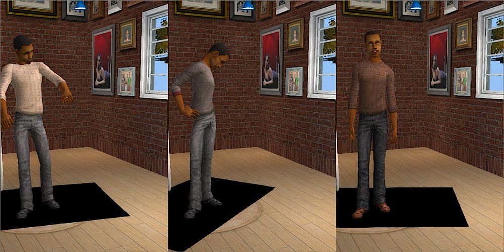 A male Sim wearing a sweater and jeans in The Sims 2