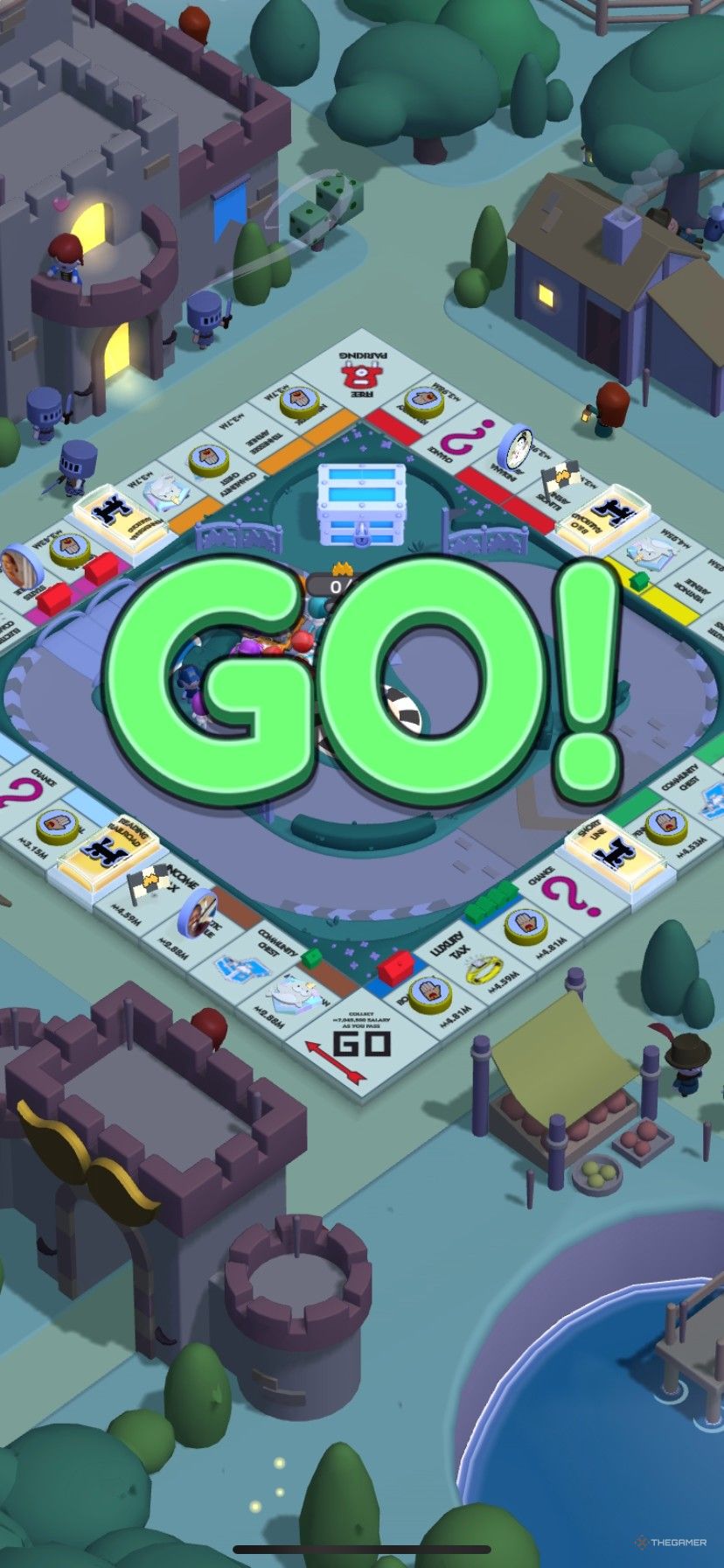 The start of race one in Tycoon Racers in Monopoly Go.