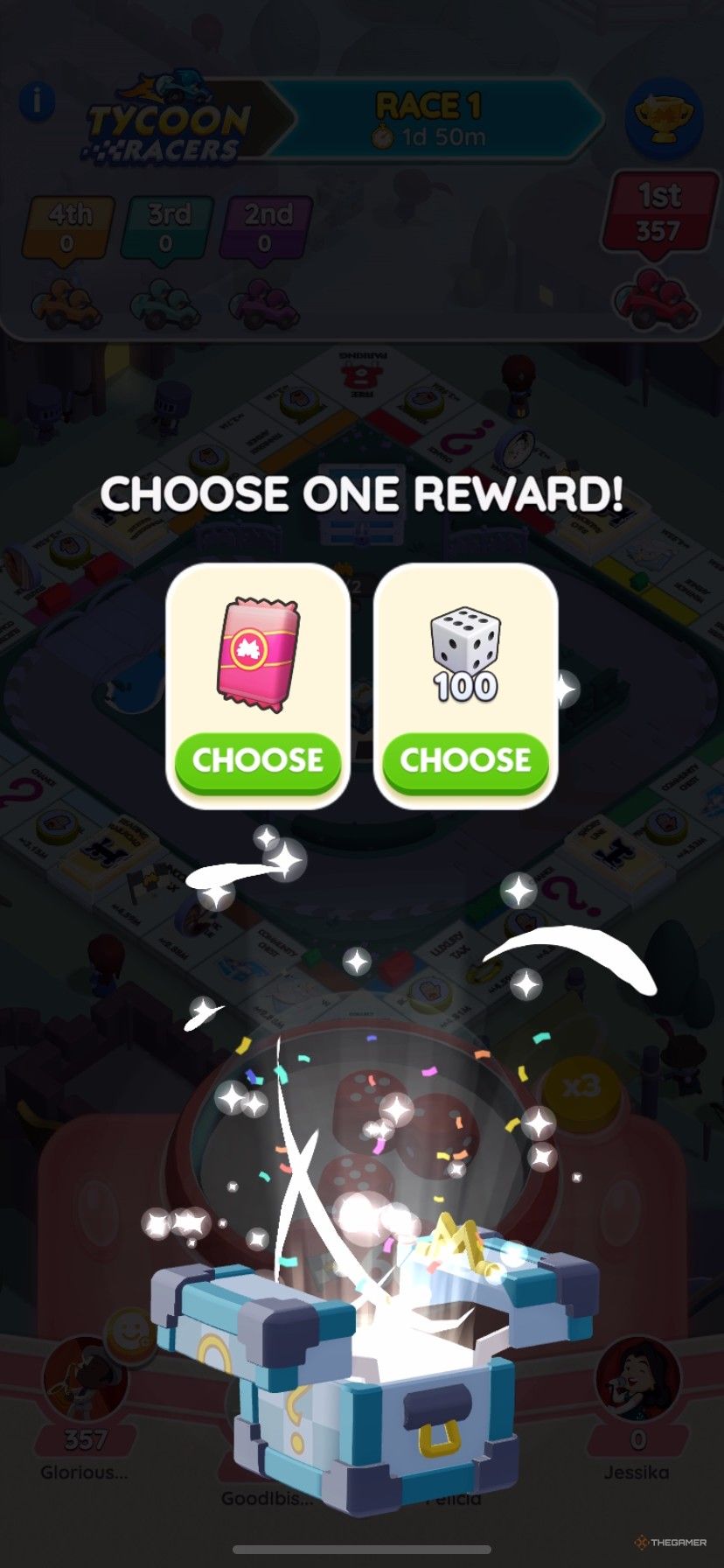 Lap rewards in Tycoon Racers in Monopoly Go.