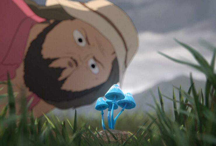 Common Side Effect still of Marshall with blue mushroom in foreground