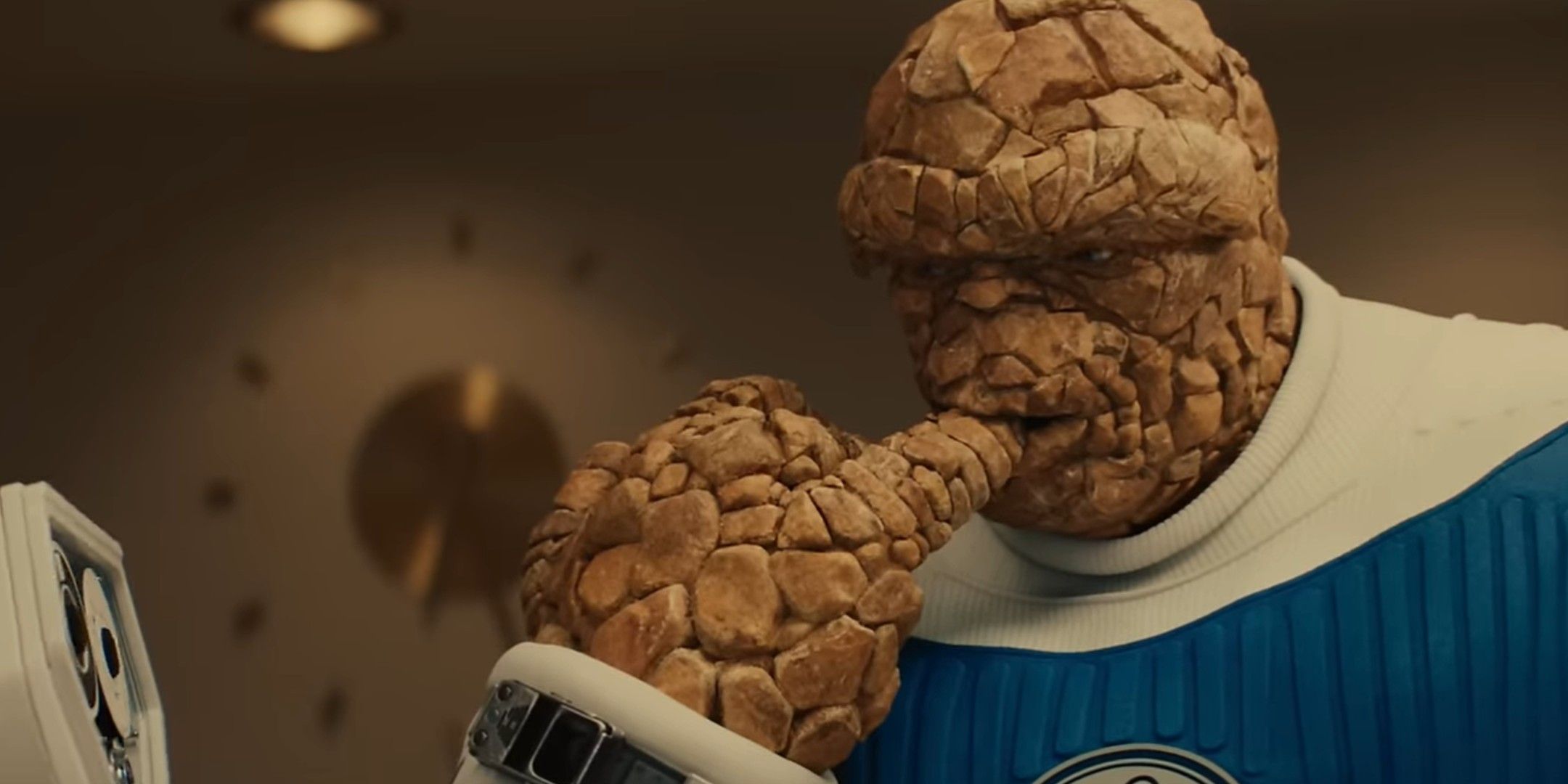 The Thing trying sauce in The Fantastic Four First Steps