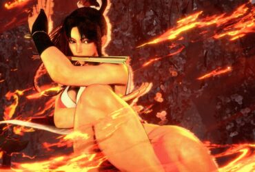 A screenshot shows Fatal Fury ninja Mai performing a combat move in Street Fighter 6.