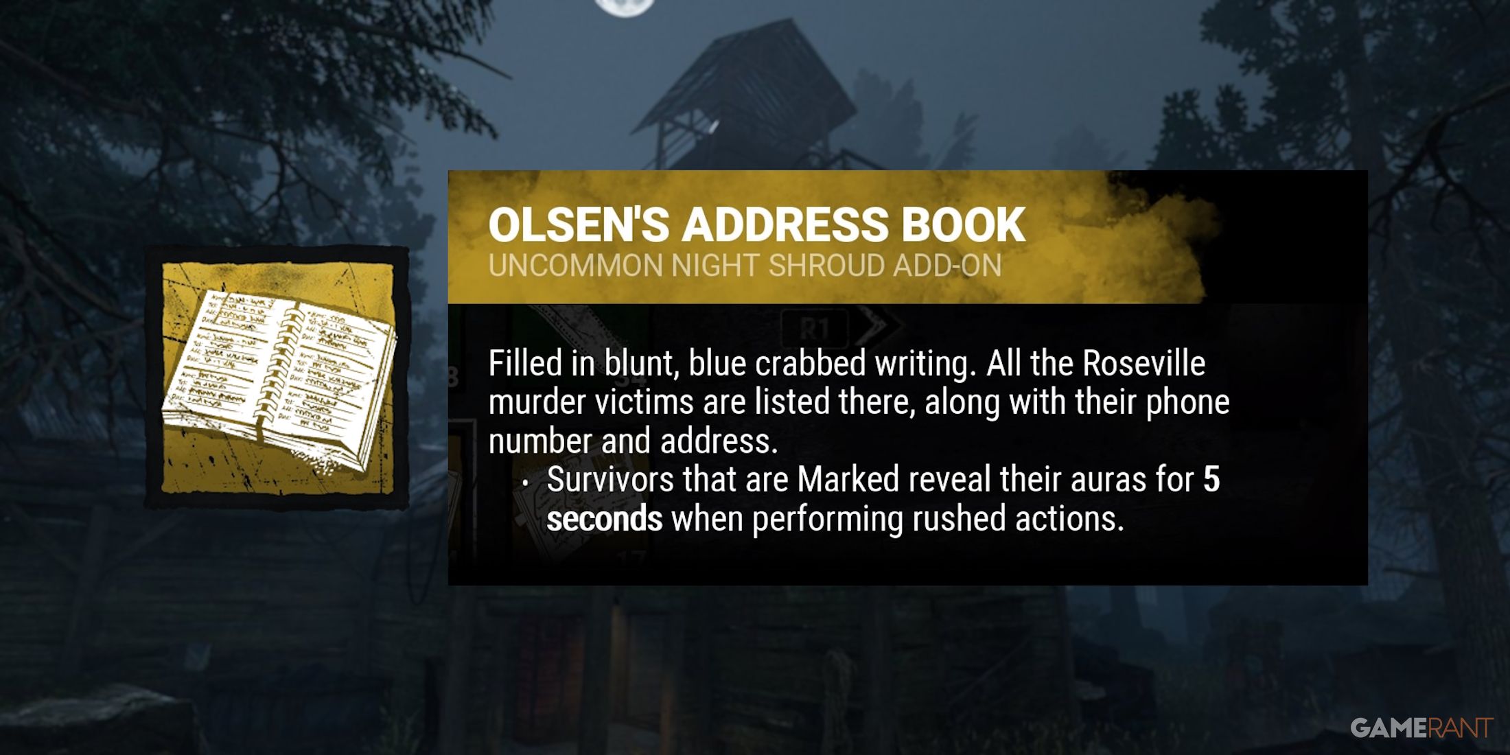 dead by daylight the ghost face olsen's address book addon