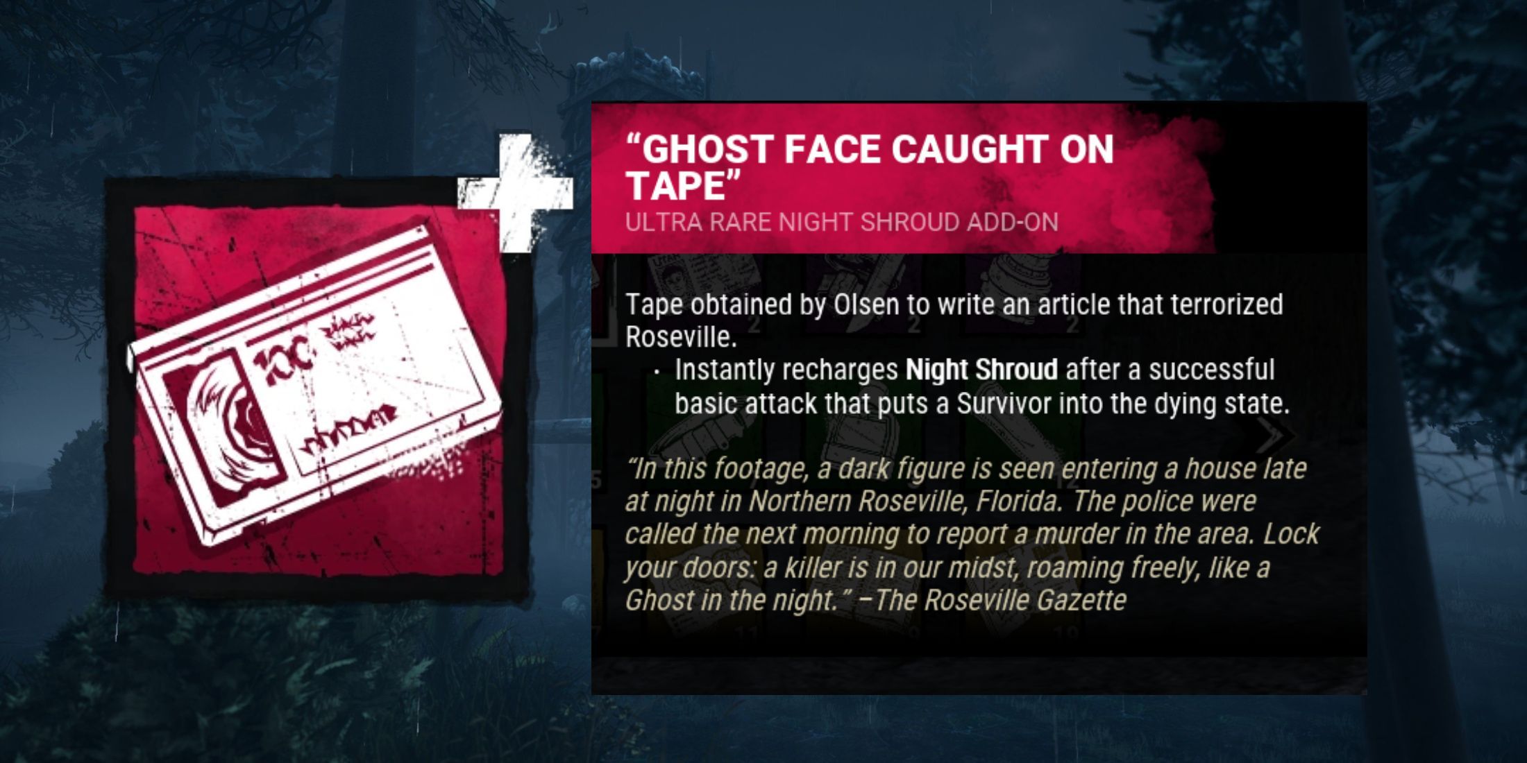 Ghost Face Caught on Tape Add on DBD