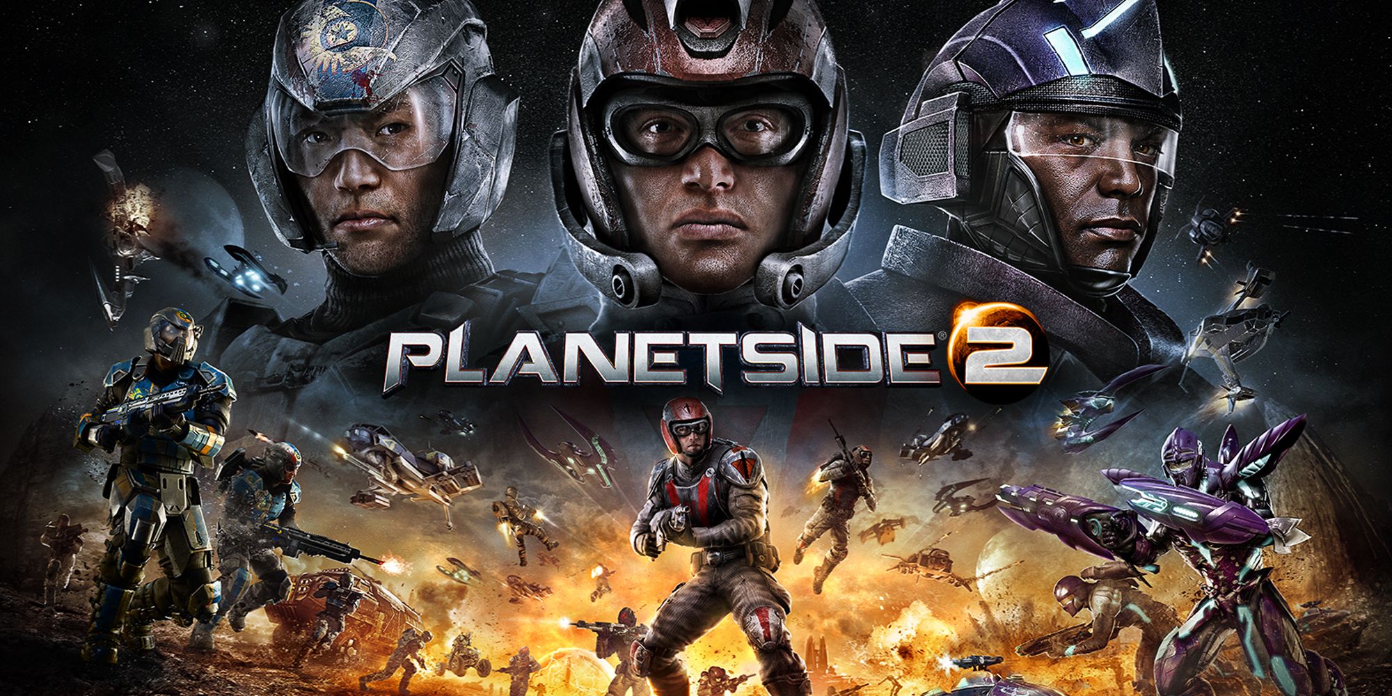 PlanetSide 2. Poster of different characters, all wearing variations of armor.