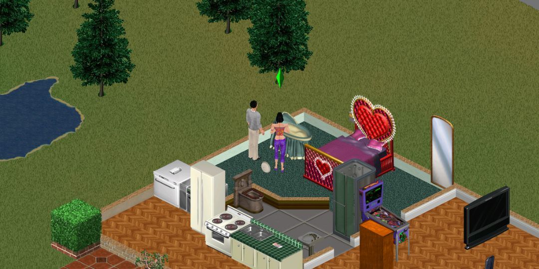 A male and female Sim clap at the arrival of a new baby.