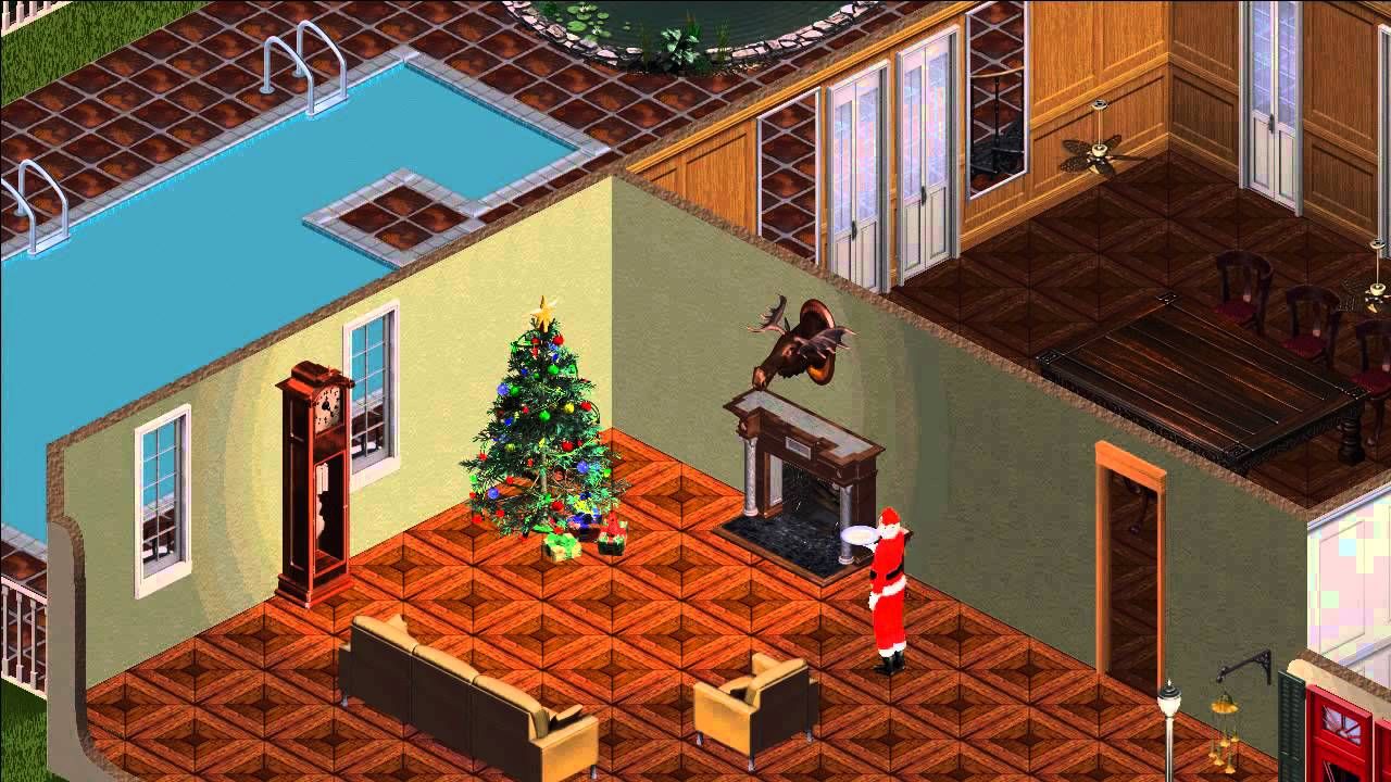 Santa visiting a house in The Sims.