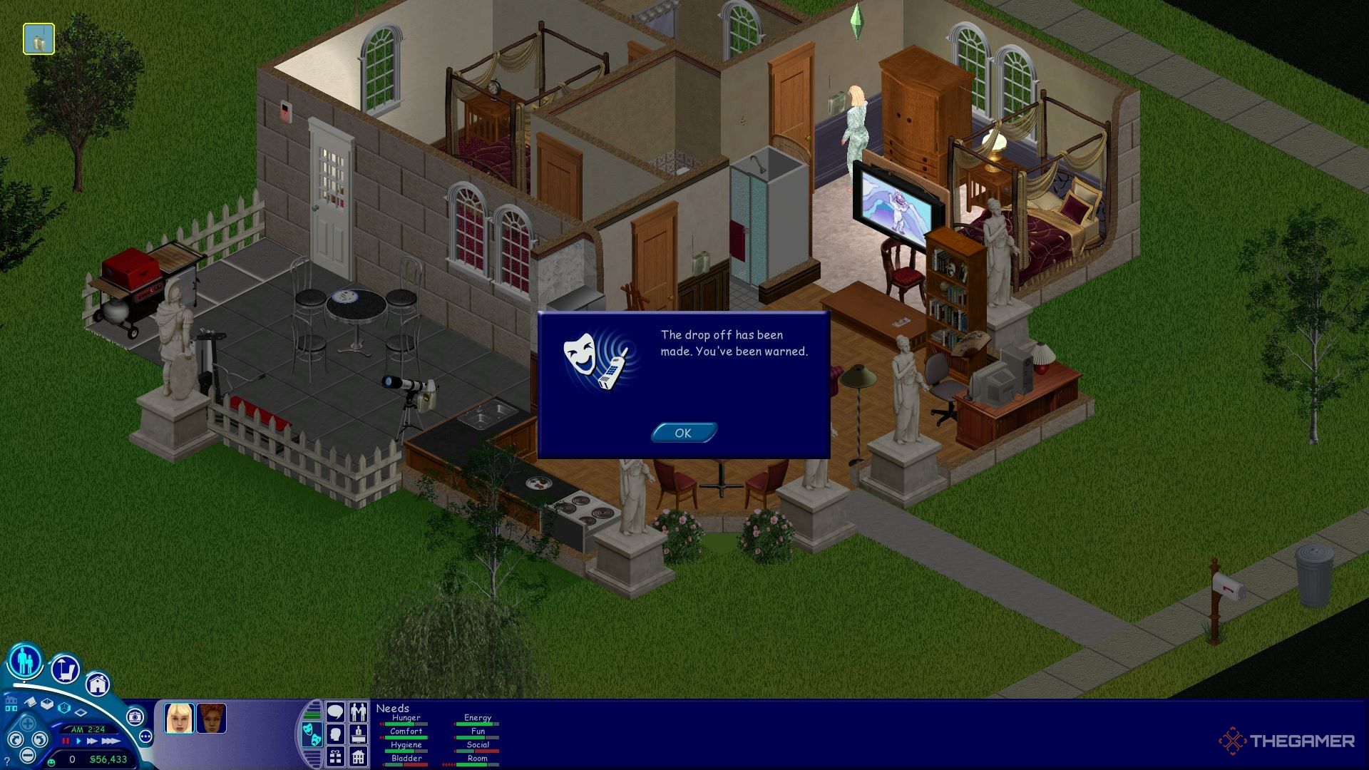 An ominous phone call in the middle of the night in The Sims.