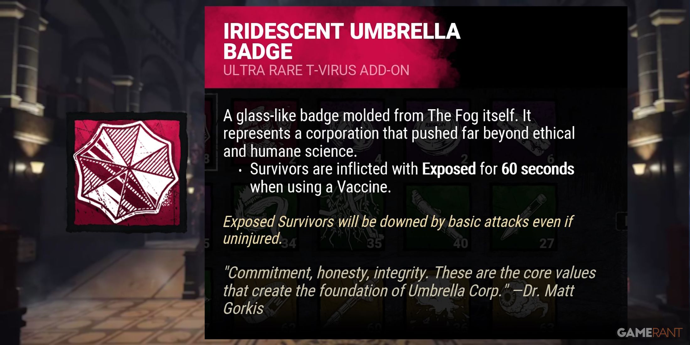 dead by daylight the nemesis iridescent umbrella badge addon