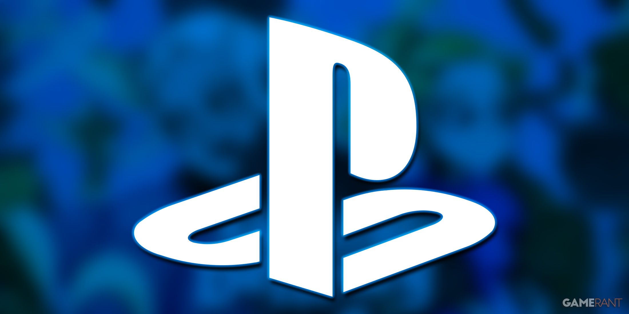 White PlayStation logo emblem over blue-tinted and blurred Magical Delicacy cover artwork