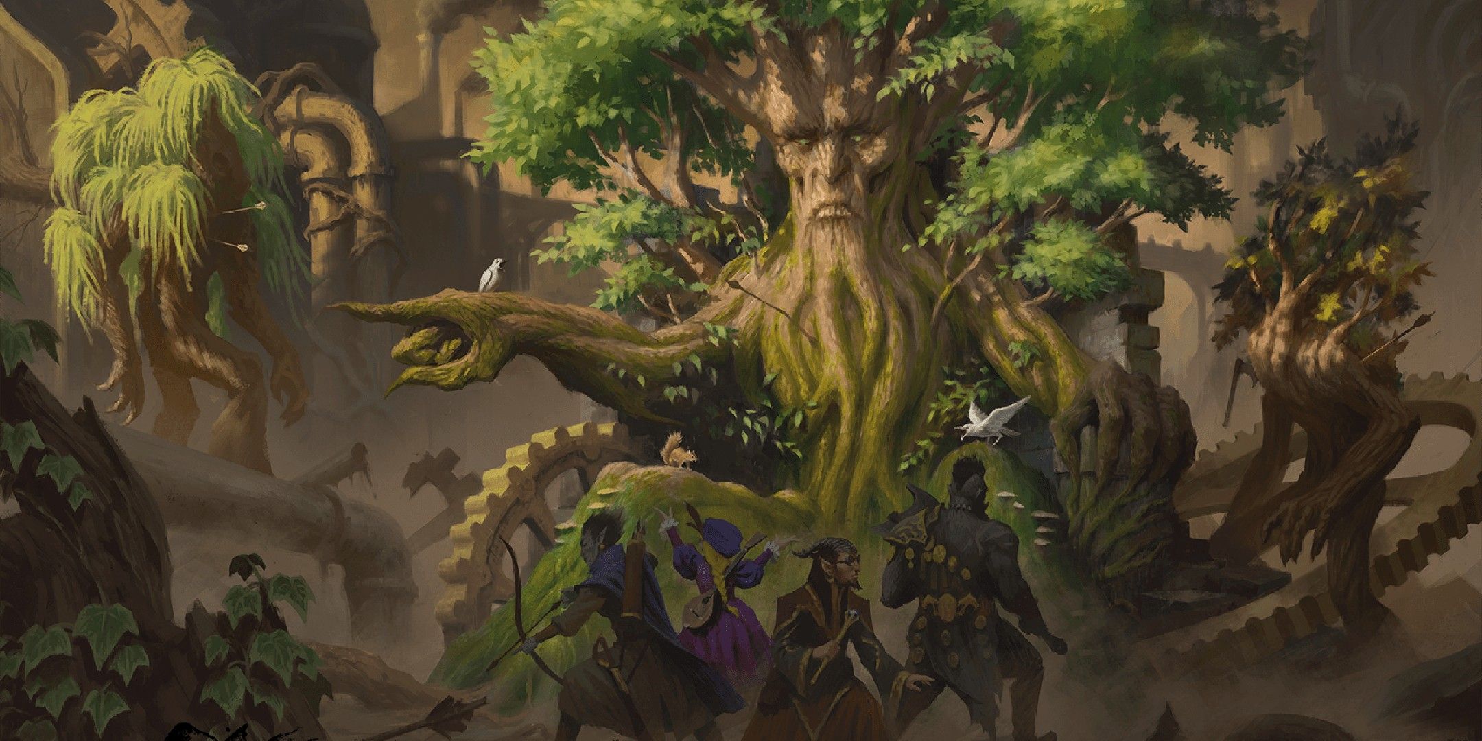 Dungeons & Dragons image showing how A treant evicts adventurers from a city it has reclaimed for nature.