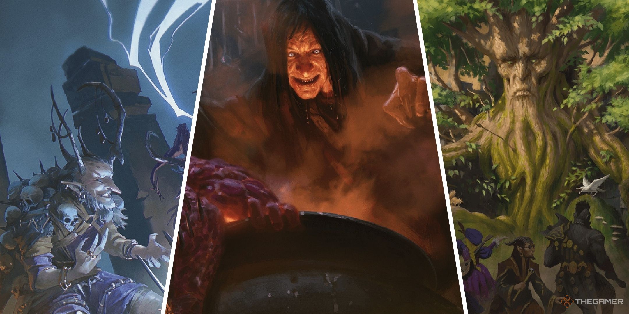 Dungeons & Dragons image showing an arch-hag, Baba Yaga and a treant.