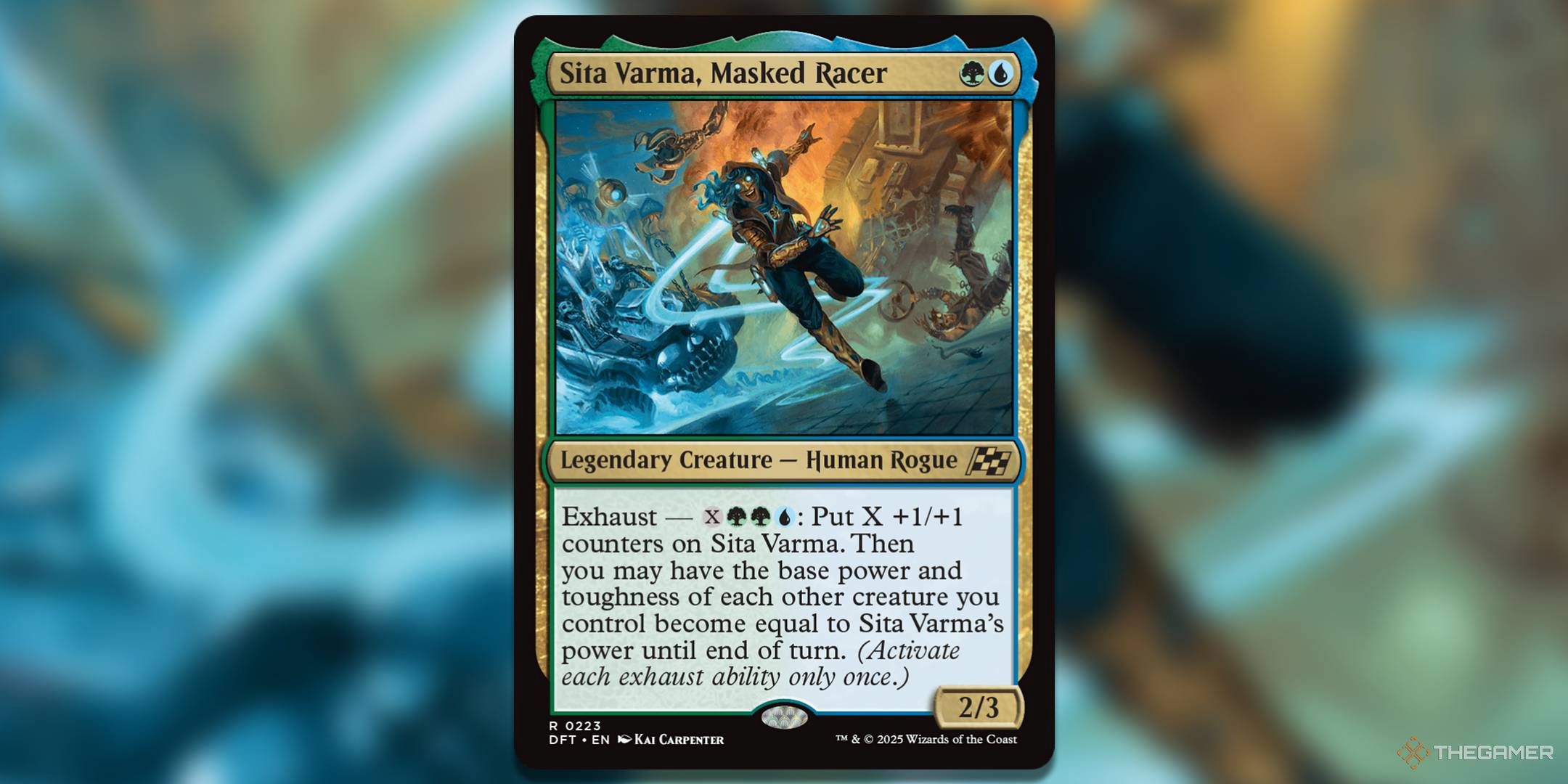 Image of Sita Varma, Masked Racer card in Magic: The Gathering.