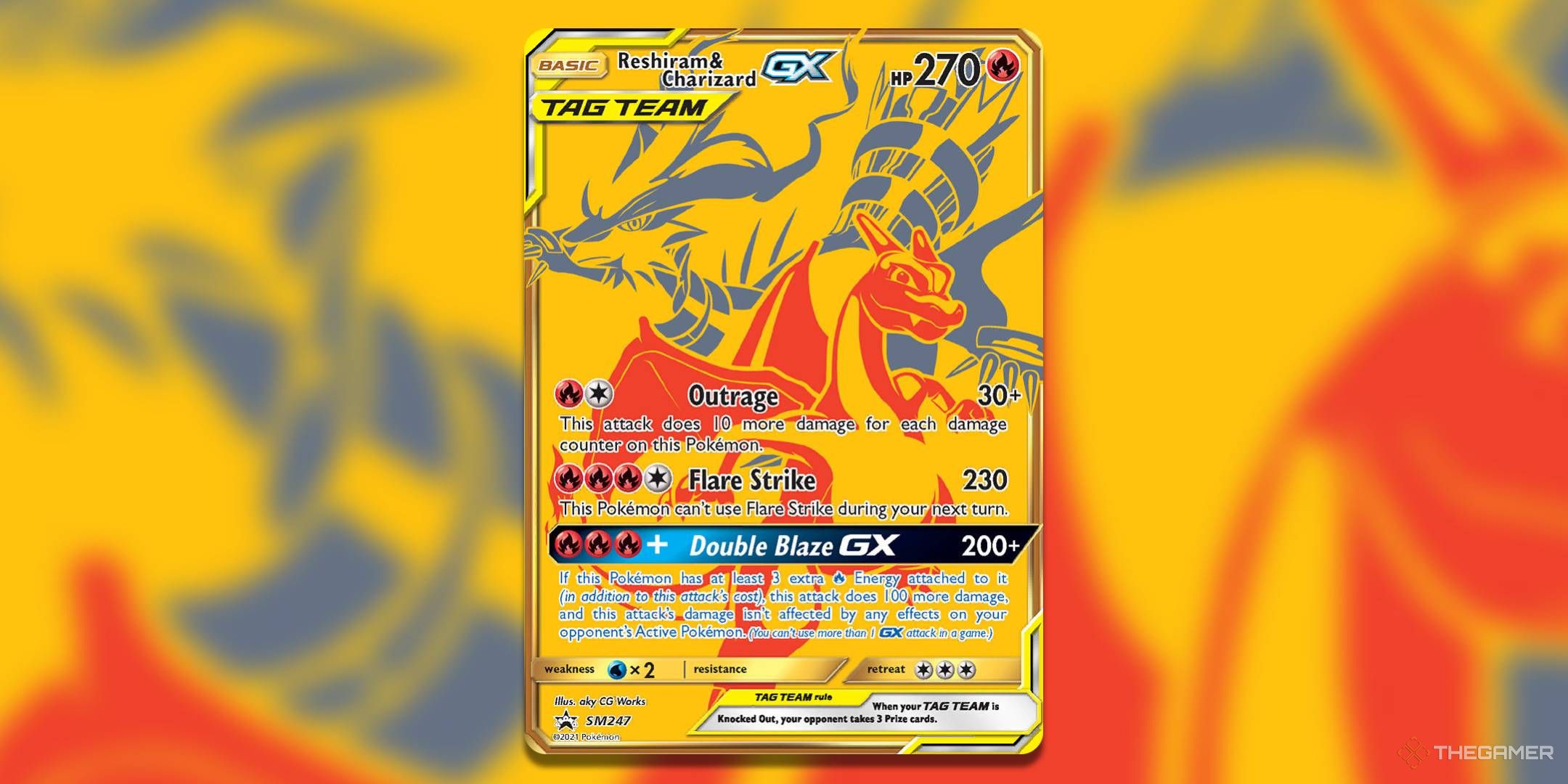 Pokemon TCG Sun and Moon Reshiram and Charizard GX Tag Team.