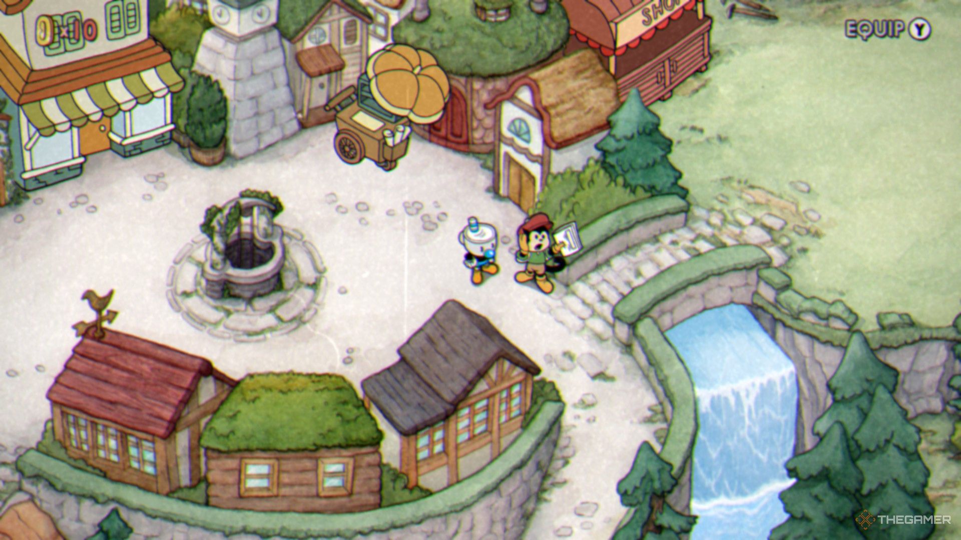 Mugman is standing next to Buckle on the Inkwell Isle Four's square in Cuphead.