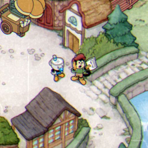 Mugman is standing next to Buckley on Inkwell Isle Four in Cuphead