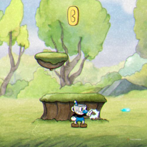 Mugmen finds the first coin inside the Forest Follies level in Cuphead