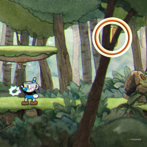 Mugmen finds the second coin inside the Forest Follies level in Cuphead