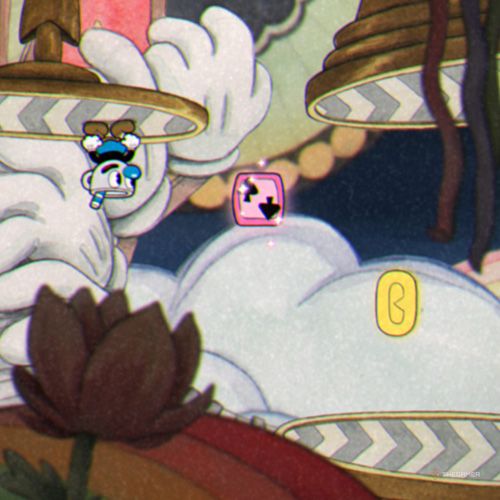 Mugman finds the fourth coin inside the Funhouse Frazzle level in Cuphead