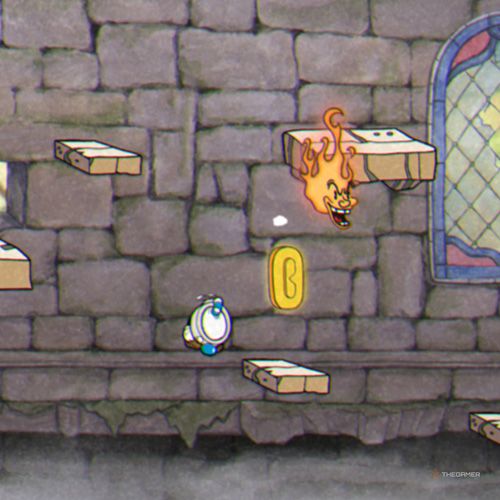 Mugman finds the fifth coin inside the Rugged Ridge level in Cuphead